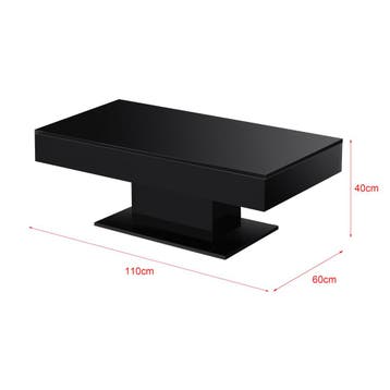 Salontafel Lünen met opbergruimte 110x60x40 cm zwart hooggla, Verzenden, Nieuw