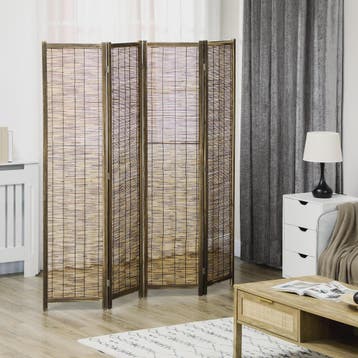 HOMCOM Bamboe Paravent 4 Panelen - 160x170 cm - Natuurlijk &, Huis en Inrichting, Verzenden, Nieuw
