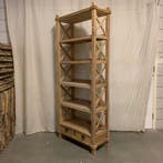 Boekenkast - Massief teak - 5 planken en 2 lades - TTM Wonen, Teakhout, Nieuw, Landelijk, Met lade(s)