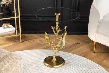Ronde bijzettafel WILDLIFE PEACOCK 60cm goud Metalen Peacock, Ophalen of Verzenden, Nieuw