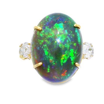 Ring - 14 karaat Geel goud - 16.86ct. tw. Opaal - Diamant -, Nieuw