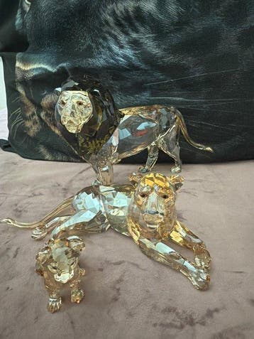 Swarovski - Beeldje - Famille de lions en cristal (3) -