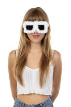 Vierkant Bont Zonnebril Wit Montuur Kunststof Zwarte Glazen, Ophalen of Verzenden, Nieuw, Feestartikel, Carnaval