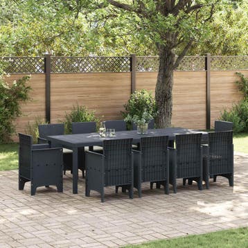 vidaXL Tuin Eetset 11 st Antraciet Polypropyleen, Verzenden, Nieuw, Meer dan 8 zitplaatsen