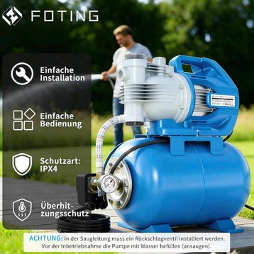 Hydrofoonpomp - Automatische pomp - 1300W - 6500 l/u - 5,3 b, Verzenden, Zo goed als nieuw