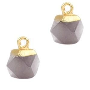 1 x Natuursteen hangers hexagon Mirage grey-gold Agaat, Ophalen of Verzenden, Nieuw, Bedel