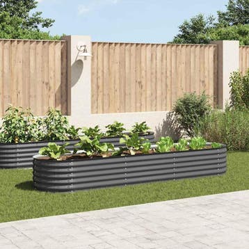 vidaXL Plantenbak verhoogd 320x80x44 cm gegalvaniseerd staal, Verzenden, Nieuw, Metaal, 60 tot 100 cm