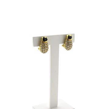Gouden oorclips met saffier en diamanten; Ca. 1,00 ct., Sieraden, Tassen en Uiterlijk, Oorbellen, Gebruikt, Ophalen of Verzenden