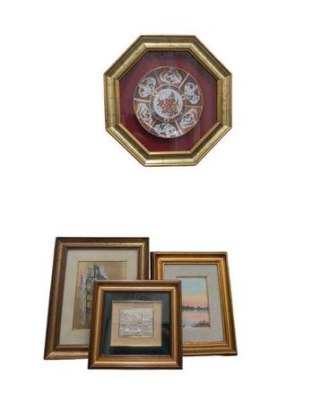Lijst (4) - Hout, Verguld, Verzilverd, Porselein, Glas,