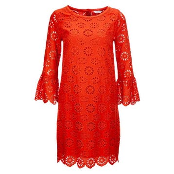 Frogbox • rode opengewerkte jurk • 36, Kleding | Dames, Jurken, Princess goes Hollywood, Verzenden, Nieuw, Maat 36 (S)