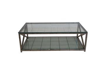 Moderne glazen salontafel – rechthoekige tafel met chromen/R, Huis en Inrichting, Ophalen of Verzenden, Nieuw