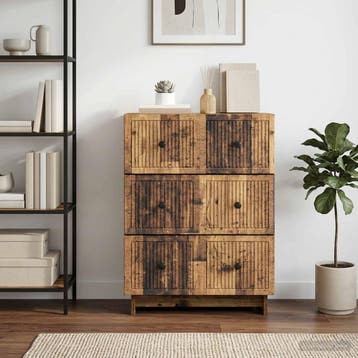 vidaXL Ladenkast 66 x 34,5 x 90 cm Bewerkt hout Oud hout, Verzenden, Nieuw