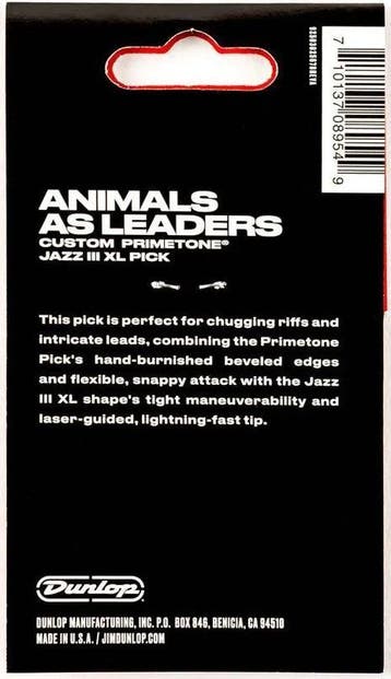 Jim Dunlop Primetone Jazz III XL Plectrum Animal as Leaders, Ophalen of Verzenden, Nieuw, Elektrische gitaar