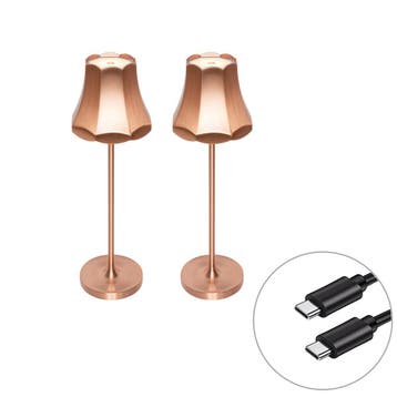 Set van 2 retro tafellampen koper oplaadbaar IP44 - Granny, Verzenden, Nieuw