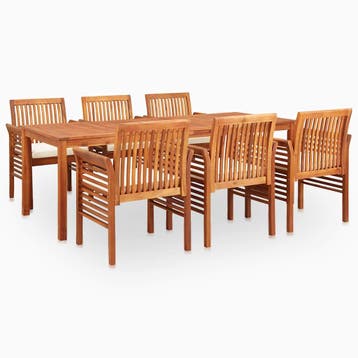 vidaXL 7-delige Tuinset met kussens massief acaciahout, Tuin en Terras, Verzenden, 6 zitplaatsen, Nieuw, Tuinset