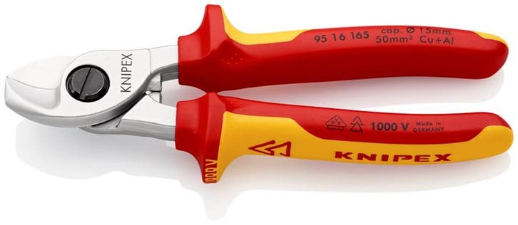 Kabelschaar VDE max. 50 mm2 kabel 95 16 165 165 - Knipex, Doe-het-zelf en Verbouw, Gereedschap | Handgereedschap, Nieuw, Ophalen of Verzenden