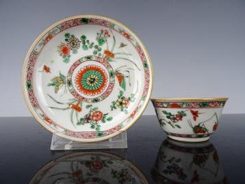 Kop en schotel - Porselein - Kangxi 1662-1722