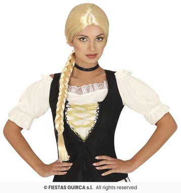 Blonde Pruik Met Vlecht, Verzenden, Nieuw, Feestartikel