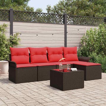 vidaXL Tuin Sofa Set 6 st Bruin poly rattan, Verzenden, Nieuw, Rotan, 6 zitplaatsen
