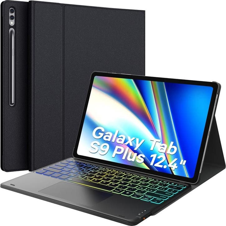 Earto Keyboard Galaxy Tab S9 Plus | RGB | Laatste Stuk!, Computers en Software, Tablet-hoezen, 12 inch, Nieuw, Bescherming voor- en achterkant