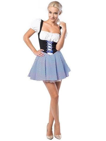 Dirndl Eva Blauw/Bruin Kort, Ophalen of Verzenden, Nieuw