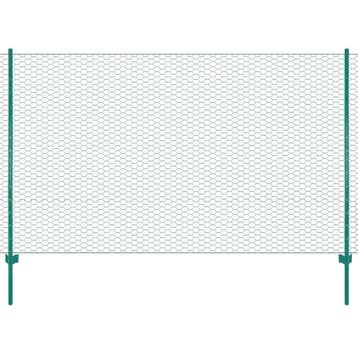 vidaXL Draadgaashek met palen 25x1,5 m staal groen, Verzenden, Nieuw, IJzer, 1 tot 2 meter