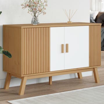 vidaXL Dressoir OLDEN 114x43x73,5 cm massief grenenhout wit, 100 tot 150 cm, Verzenden, Nieuw, Grenenhout