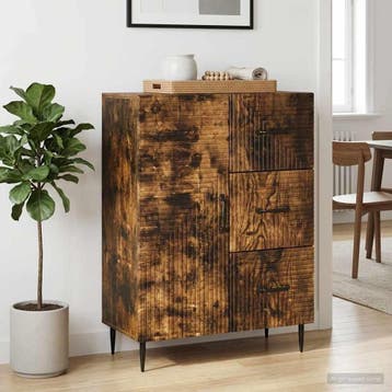 vidaXL Dressoir Gerookt eiken 66 x 34,5 x 89,5 cm Bewerkt, Verzenden, Nieuw, Overige houtsoorten, Minder dan 50 cm