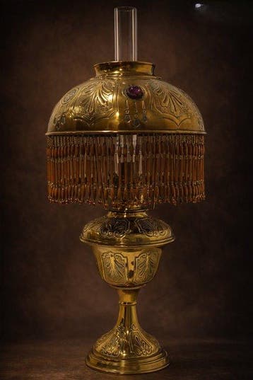 Tafellamp - Glas, Messing - Lampe Parisienne 51 cm