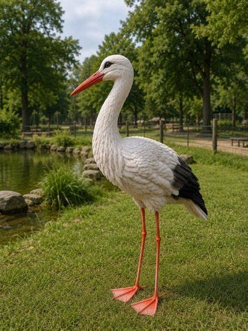 Figuur - ooievaar levensecht - polyresin