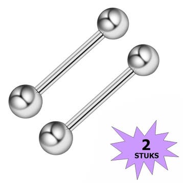 Fako Bijoux - Tongpiercing - Classic - 30mm - Zilverkleurig, Verzenden, Nieuw