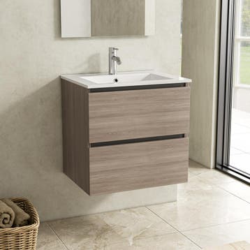 Badkamermeubel-Grey oak-60cm, Verzenden, Nieuw