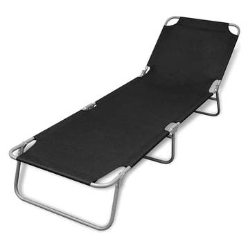 vidaXL Ligbed inklapbaar gepoedercoat staal zwart, Tuin en Terras, Verzenden, Nieuw