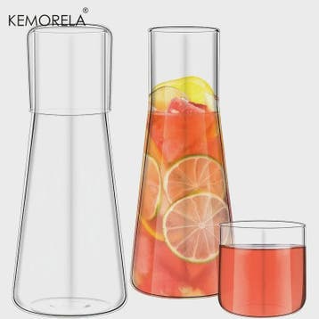 Glazen Nachtkaraf Set met Tumbler - 900ml Borosilicaatglas v, Antiek en Kunst, Verzenden