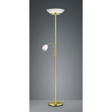 LED Vloerlamp - Trion Germin - E27 Fitting - Rond - Mat Goud, Ophalen of Verzenden, Nieuw, Metaal
