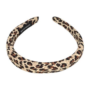 Haarband Diadeem 2cm – Zacht Gevuld – Panterprint Stof –, Nieuw