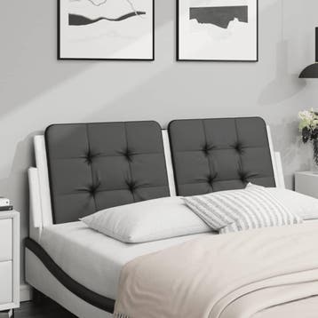 vidaXL Hoofdbordkussen Zadar 140 cm kunstleer zwart en wit, Verzenden, Nieuw, Zwart, Overige materialen
