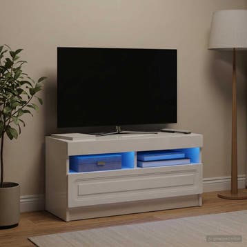 vidaXL LED tv-meubel Hoogglans Wit Bewerkt hout, Huis en Inrichting, Minder dan 50 cm, Verzenden, Nieuw, Minder dan 100 cm
