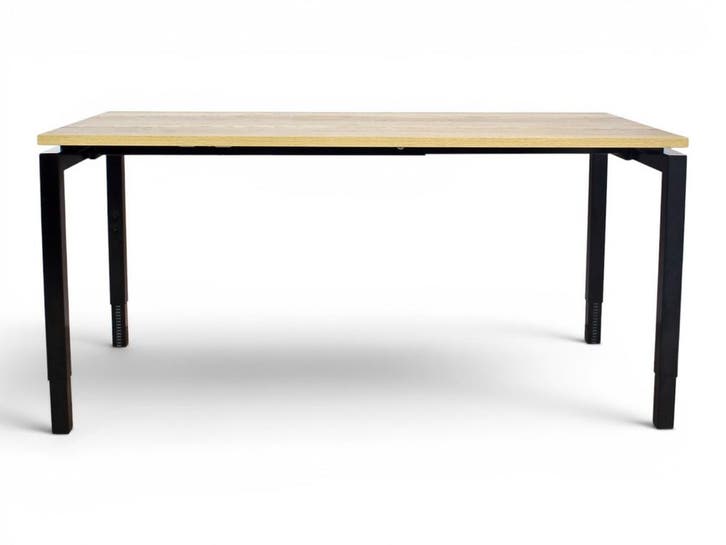 Recht N-poot bureau, 200x100cm, natuur eiken-zwart, Huis en Inrichting, Bureaus, Gebruikt, Ophalen of Verzenden