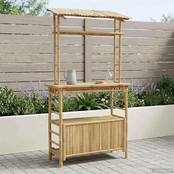vidaXL Buiten Bartafel Naturel 110 x 50 x 210 cm Bamboe, Verzenden, Nieuw, Hout