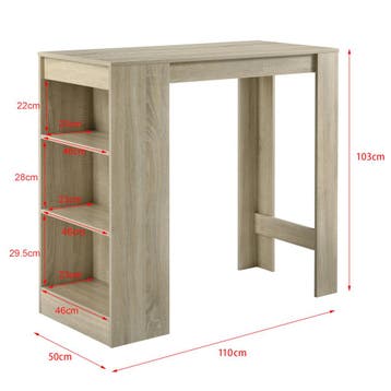 Bartafel met 3 planken 110x50x103 cm eikenkleurig, Verzenden, Nieuw