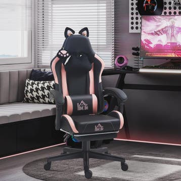 HOMCOM Ergonomische Gaming Stoel met Kattenoren - Verstelbaa, Verzenden, Nieuw