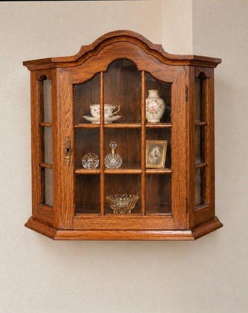 Vitrinekast - Hout eiken - Glas - Messing - VITRINEKASTJE