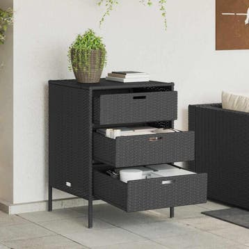 vidaXL Tuinkast 55x59x80 cm poly rattan zwart, Verzenden, Nieuw