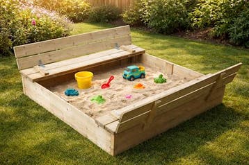 Zandbak met bankdeksel Sandy Sandbox 120x120cm, Ophalen of Verzenden, Nieuw