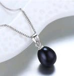 Zilver 925 ketting met diep blauwe zoetwater parel - met, Sieraden, Tassen en Uiterlijk, Kettingen, Nieuw