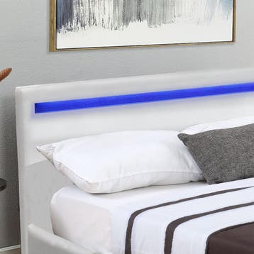 Gestoffeerd bed Verona - 120 x 200 cm - Wit - LED verlichtin, Verzenden, Nieuw