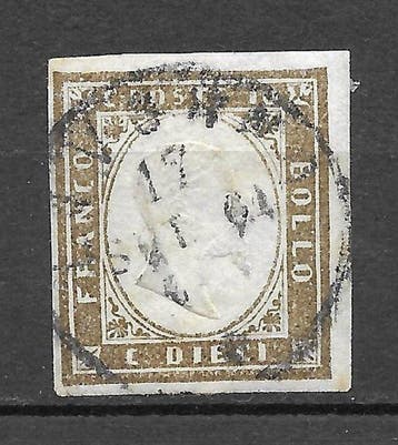 Italiaanse oude staten - Sardinië 1861 - 10c. donkerbruin,, Gestempeld