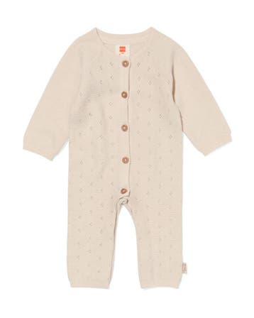 HEMA Newborn jumpsuit ajour ongebleekt ecru, Verzenden, Nieuw