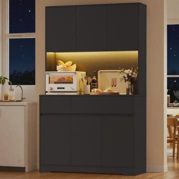 Hoge Keukenkast met LED & Stopcontact - 180cm Breed - 6 Deur, Verzenden, Nieuw